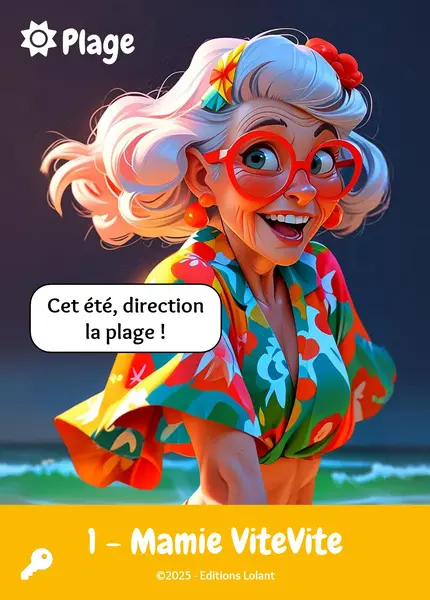 Mamie ViteVite - Jeu de 7 familles - Famille Jaune (Plage)